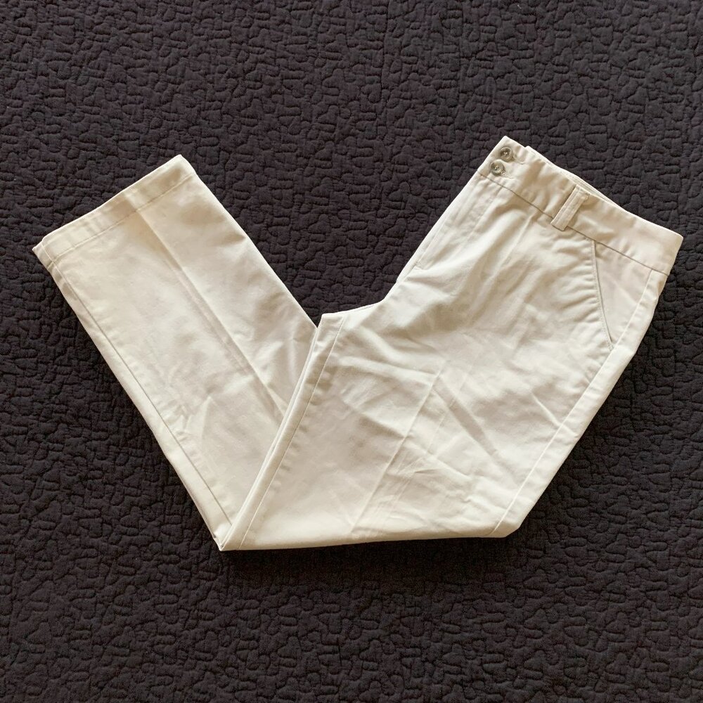 DOCKERS Classic Fit Fiona Pants 14 Short Womens Long Beige Khaki Stretch Pockets